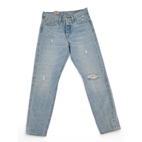 Levi’s Wedgie‎ Fit Distressed Selvedge Jeans Size 28 High Rise Tapered - Picture 1 of 5